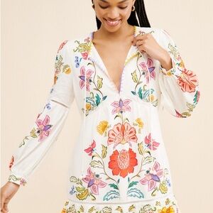 FARM Rio Floral Insects Mini Dress | S